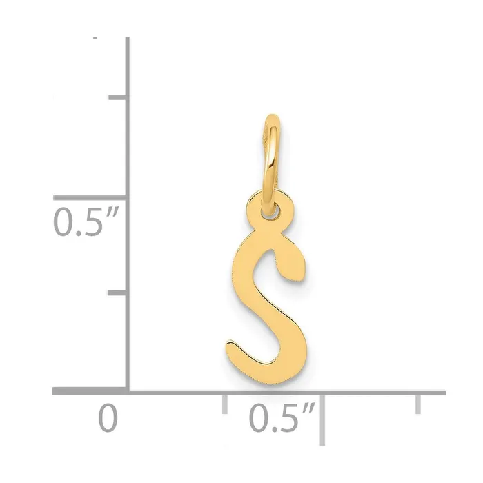 14k Yellow Gold Small Slanted Block Letter S Initial Charm TreasureFineJewelers Charm Necklaces