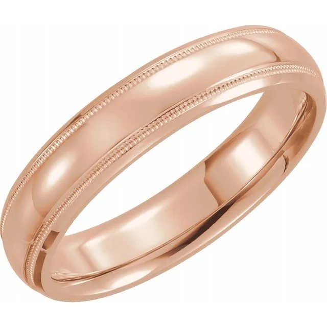 18K Rose Gold 5 mm Half Round ComfortFit Band With Milgrain TreasureFineJewelers Rings 18K Rose Gold 5 mm Half Round ComfortFit Band With Milgrain TreasureFineJewelers Rings