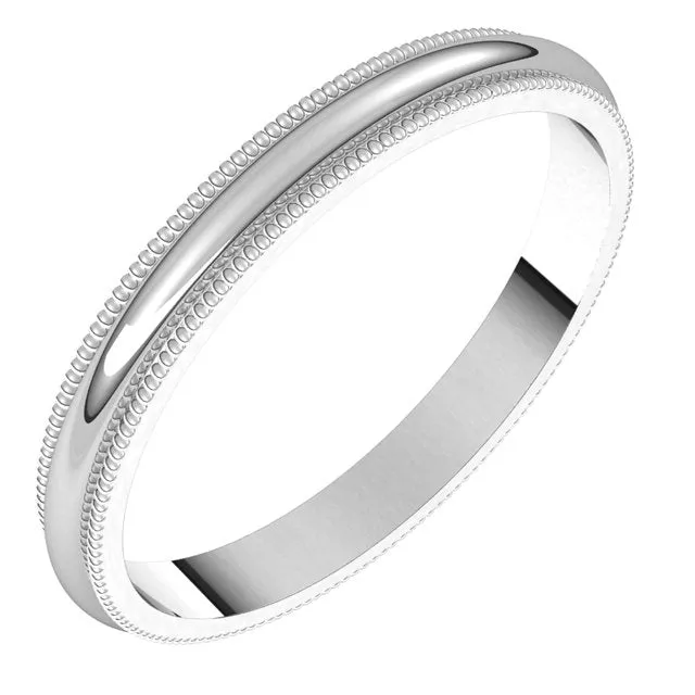 18K White Gold 25 mm Milgrain Half Round Wedding Band TreasureFineJewelers Rings