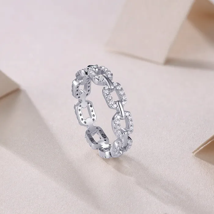 925 Silver Chain Moissanite Ring Trendolla Jewelry Rings