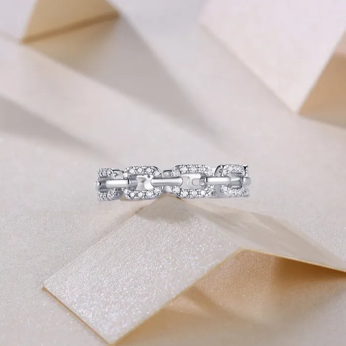925 Silver Chain Moissanite Ring Trendolla Jewelry Rings