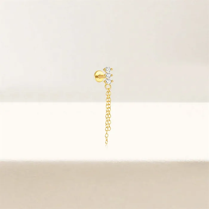 925 Silver Three Ball Tassel CZ Diamond Flat Earrings Trendolla Jewelry Earrings
