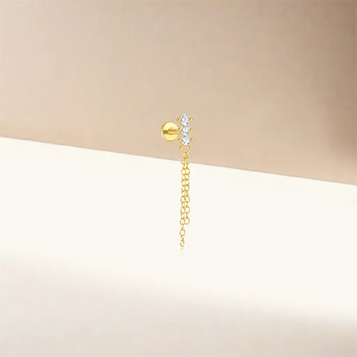 925 Silver Three Ball Tassel CZ Diamond Flat Earrings Trendolla Jewelry Earrings