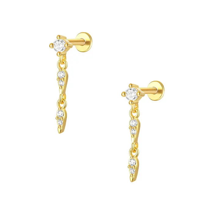 925 Silver Triangle Pendant CZ Diamond Flat Earrings Trendolla Jewelry Earrings 925 Silver Triangle Pendant CZ Diamond Flat Earrings Trendolla Jewelry Earrings