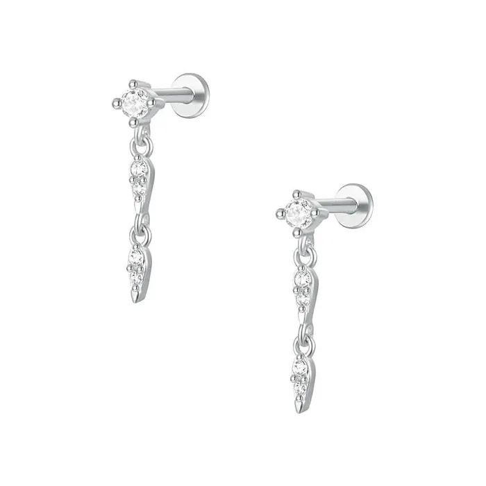 925 Silver Triangle Pendant CZ Diamond Flat Earrings Trendolla Jewelry Earrings