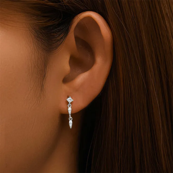 925 Silver Triangle Pendant CZ Diamond Flat Earrings Trendolla Jewelry Earrings