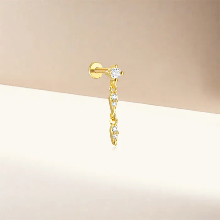 925 Silver Triangle Pendant CZ Diamond Flat Earrings Trendolla Jewelry Earrings