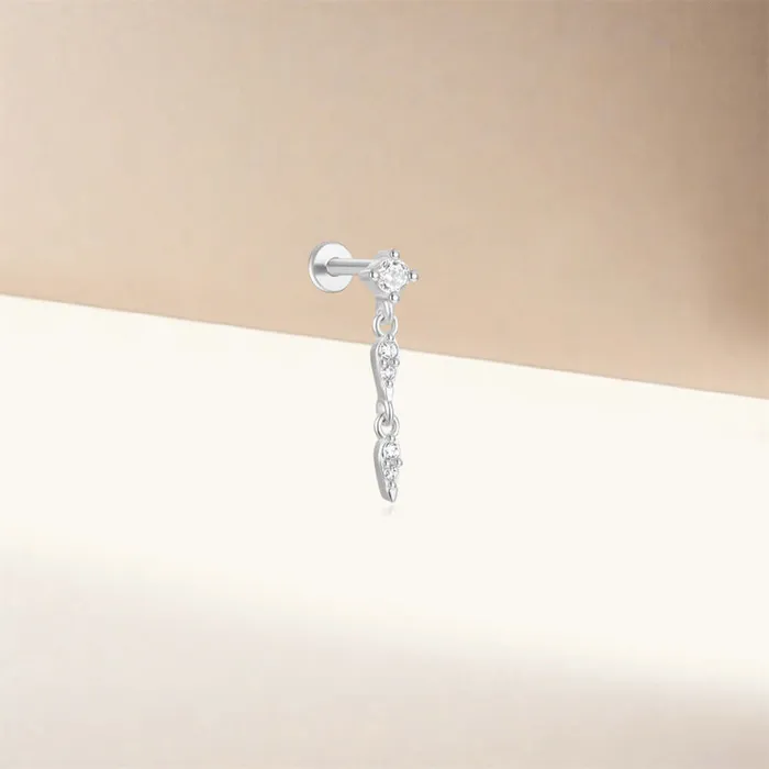925 Silver Triangle Pendant CZ Diamond Flat Earrings Trendolla Jewelry Earrings