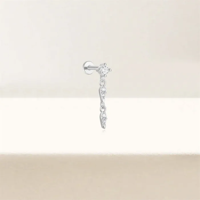 925 Silver Triangle Pendant CZ Diamond Flat Earrings Trendolla Jewelry Earrings