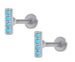 925 Silver Turquoise Flat Back Earrings Trendolla Jewelry Earrings