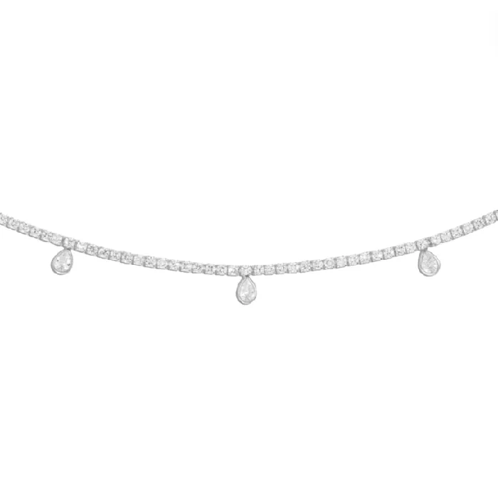 Alexa Leigh Pear Drop Sterling Silver Tennis Necklace 14 Alexa Leigh Necklaces
