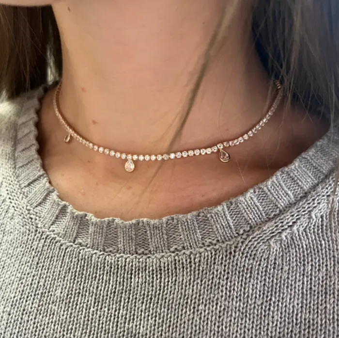 Alexa Leigh Pear Drop Sterling Silver Tennis Necklace 14 Alexa Leigh Necklaces