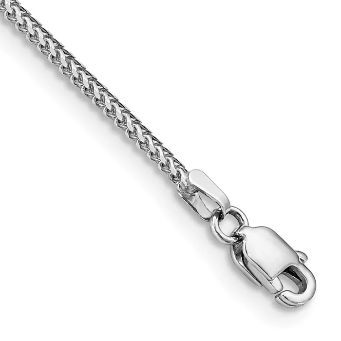 Bracelets 14k White Gold 1mm Franco with Lobster Clasp Bracelet TreasureFineJewelers