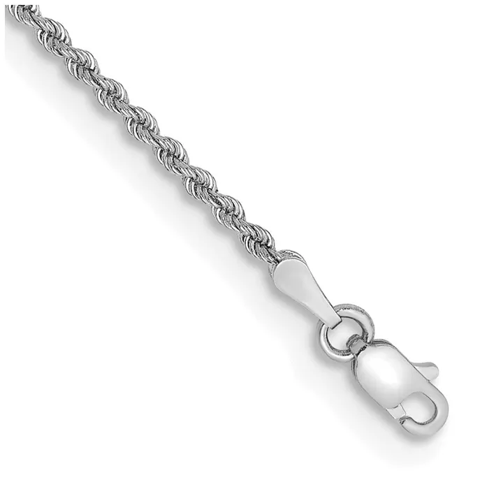 Bracelets 14k White Gold 2mm Regular Rope with Lobster Clasp Chain Bracelet TreasureFineJewelers Bracelets 14k White Gold 2mm Regular Rope with Lobster Clasp Chain Bracelet TreasureFineJewelers