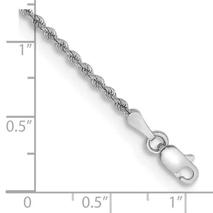 Bracelets 14k White Gold 2mm Regular Rope with Lobster Clasp Chain Bracelet TreasureFineJewelers