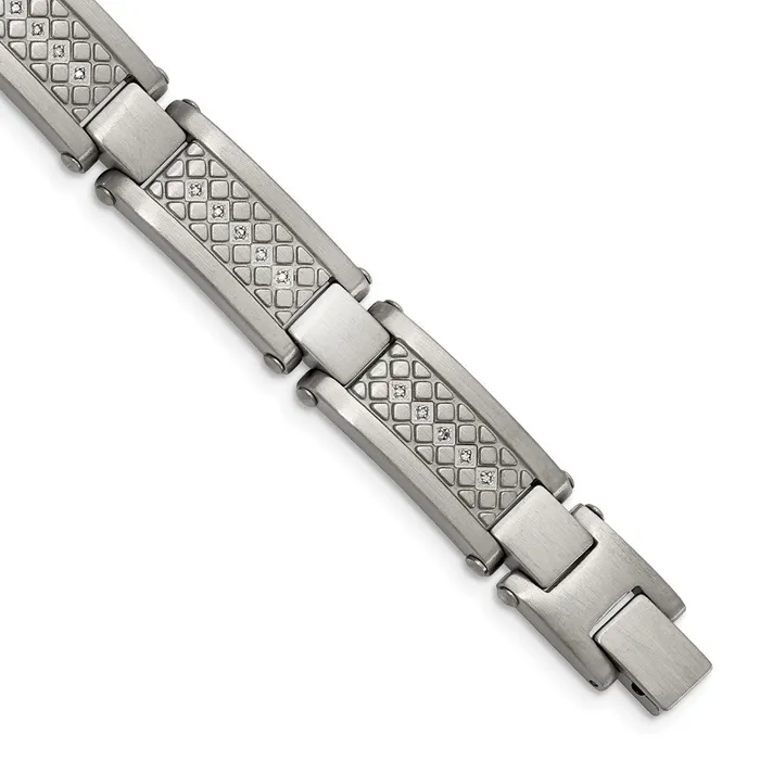 Bracelets Chisel Stainless Steel Antiqued and Matte with 110 carat Diamond 9 inch Bracelet TreasureFineJewelers Bracelets Chisel Stainless Steel Antiqued and Matte with 110 carat Diamond 9 inch Bracelet TreasureFineJewelers