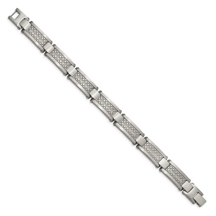 Bracelets Chisel Stainless Steel Antiqued and Matte with 110 carat Diamond 9 inch Bracelet TreasureFineJewelers