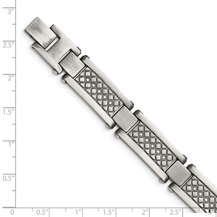 Bracelets Chisel Stainless Steel Antiqued and Matte with 110 carat Diamond 9 inch Bracelet TreasureFineJewelers
