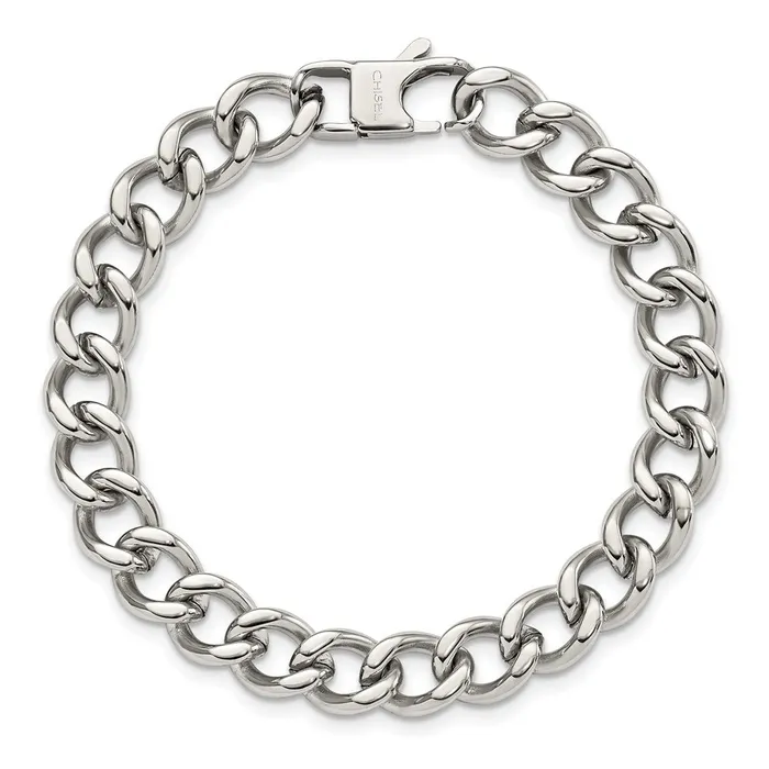 Bracelets Chisel Stainless Steel Polished 85 inch Curb Bracelet TreasureFineJewelers