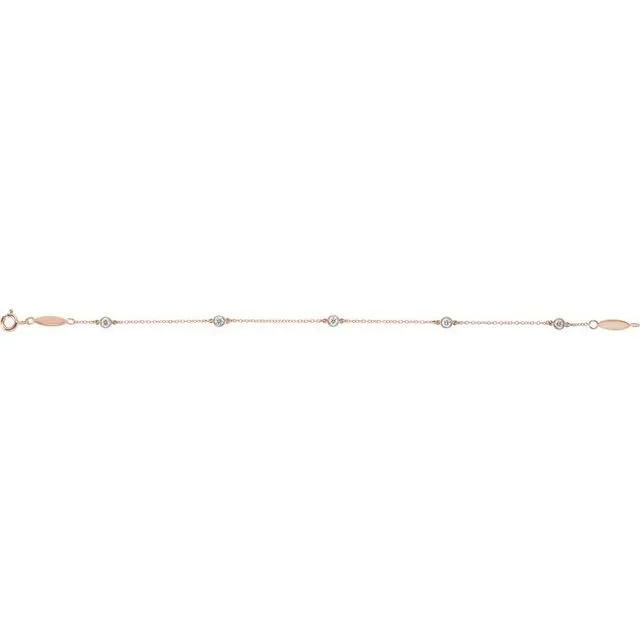 Bracelets TreasureFineJewelers 14K Rose Gold 13 CTW LabGrown Diamond BezelSet Station 7 Bracelet