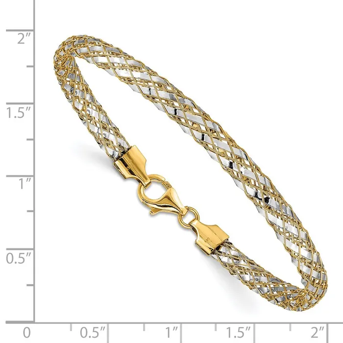 Bracelets TreasureFineJewelers 14K Twotone Woven Mesh Bracelet