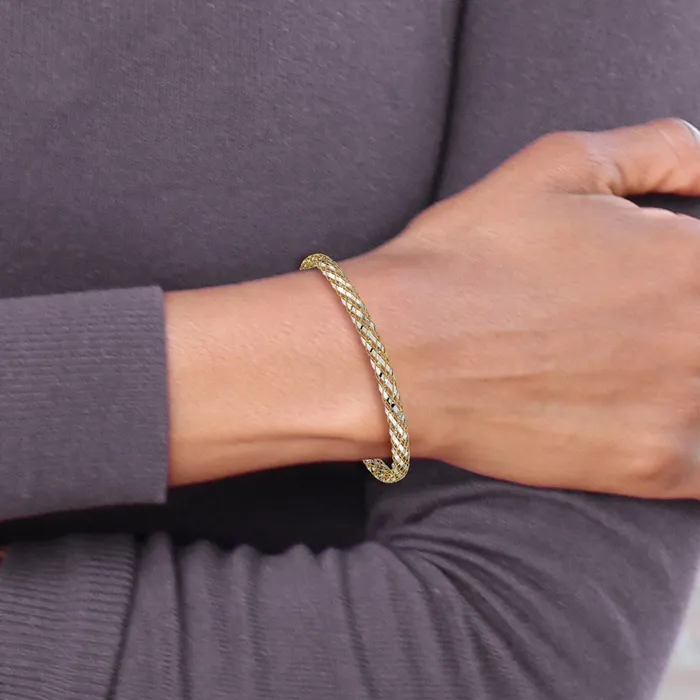 Bracelets TreasureFineJewelers 14K Twotone Woven Mesh Bracelet