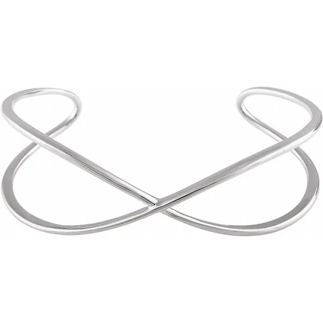Bracelets TreasureFineJewelers 14K White CrissCross Cuff 7 Bracelet