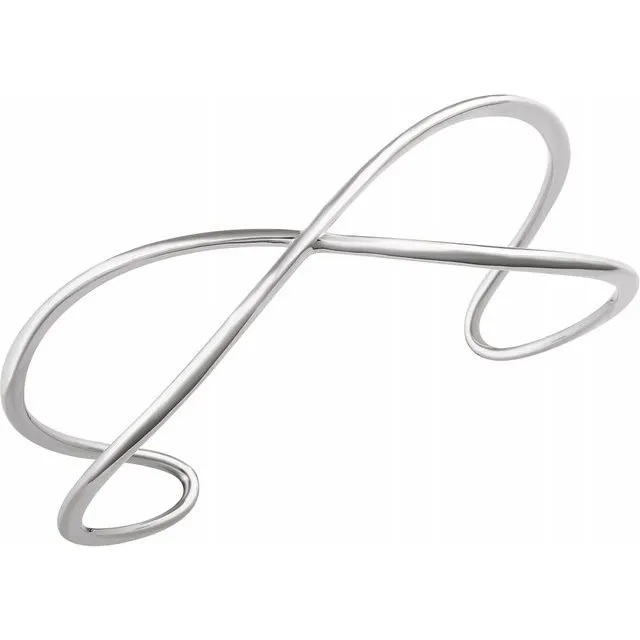Bracelets TreasureFineJewelers 14K White CrissCross Cuff 7 Bracelet