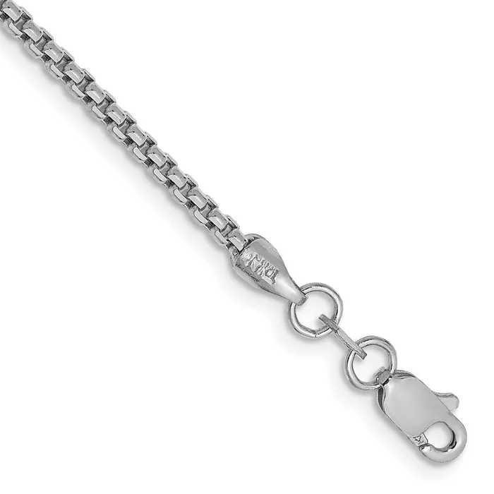 Bracelets TreasureFineJewelers 14K White Gold 7 inch 175mm SemiSolid Round Box with Lobster Clasp Bracelet Bracelets TreasureFineJewelers 14K White Gold 7 inch 175mm SemiSolid Round Box with Lobster Clasp Bracelet