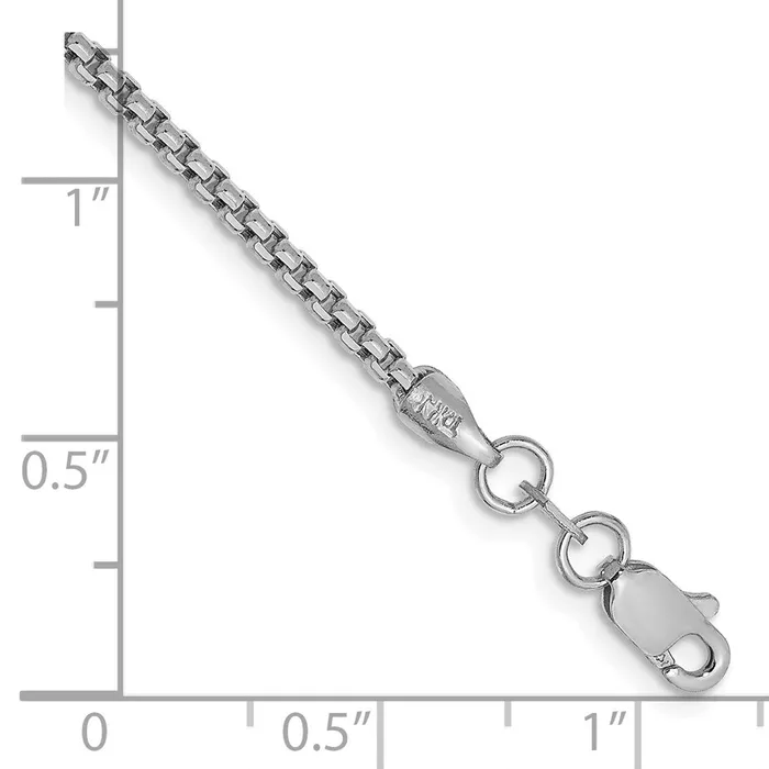 Bracelets TreasureFineJewelers 14K White Gold 7 inch 175mm SemiSolid Round Box with Lobster Clasp Bracelet