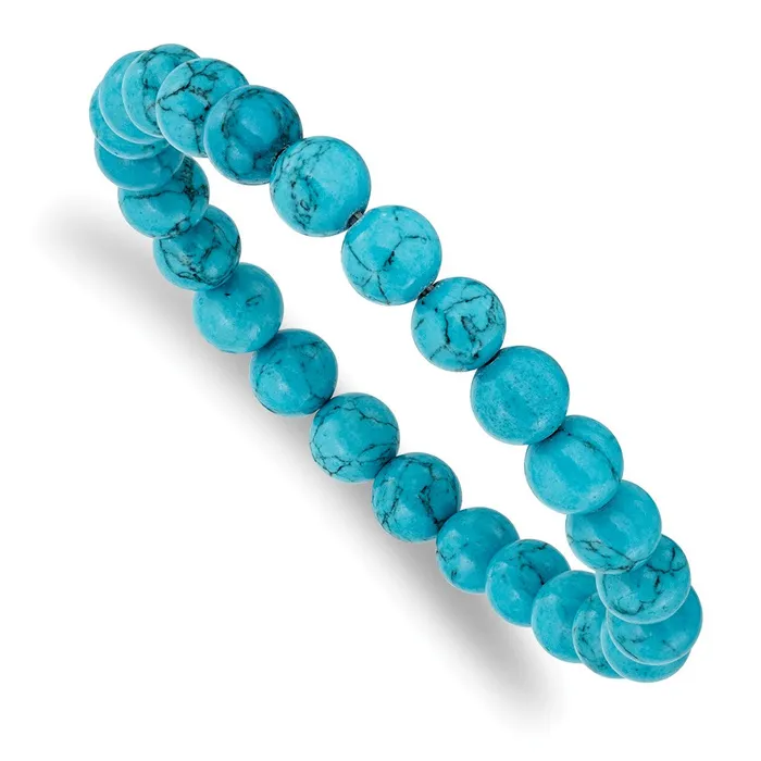 Bracelets TreasureFineJewelers Chisel 8mm Blue Turquoise Agate Beaded Stretch Bracelet Bracelets TreasureFineJewelers Chisel 8mm Blue Turquoise Agate Beaded Stretch Bracelet
