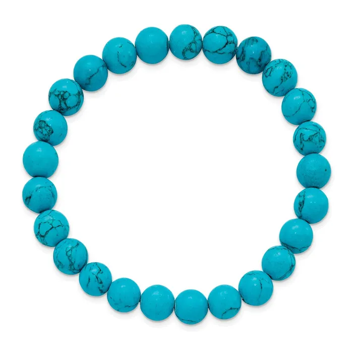 Bracelets TreasureFineJewelers Chisel 8mm Blue Turquoise Agate Beaded Stretch Bracelet