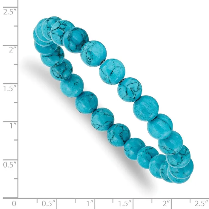 Bracelets TreasureFineJewelers Chisel 8mm Blue Turquoise Agate Beaded Stretch Bracelet