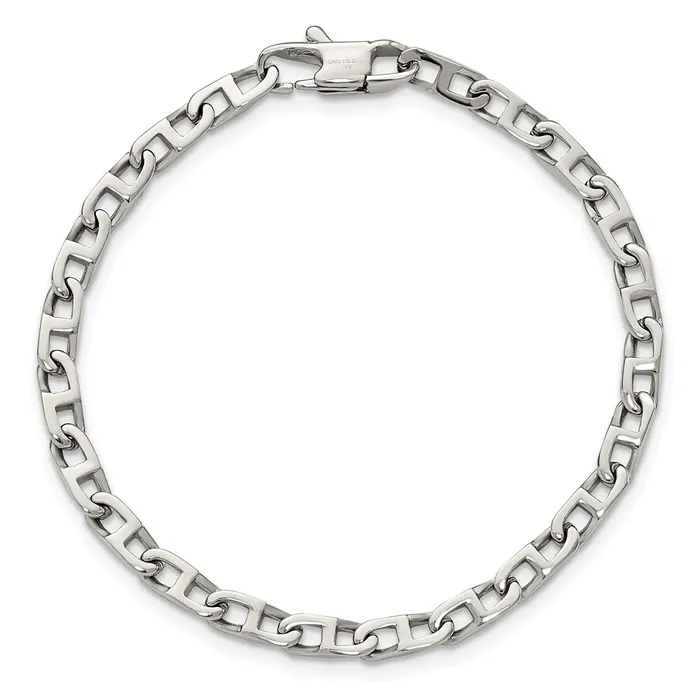 Bracelets TreasureFineJewelers Chisel Stainless Steel Polished 775 inch Oval Link Bracelet