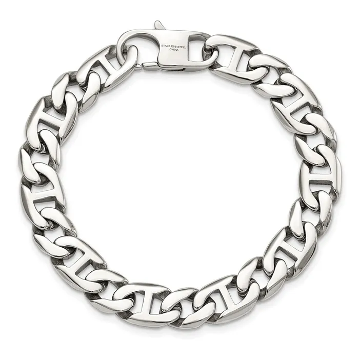 Bracelets TreasureFineJewelers Chisel Stainless Steel Polished 825 inch Link Bracelet