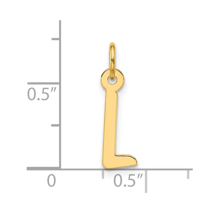 Charm Necklaces 10k Yellow Gold Large Slanted Block Initial L Charm TreasureFineJewelers