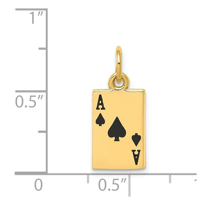 Charm Necklaces 14k Enameled Ace of Spades Card Charm TreasureFineJewelers