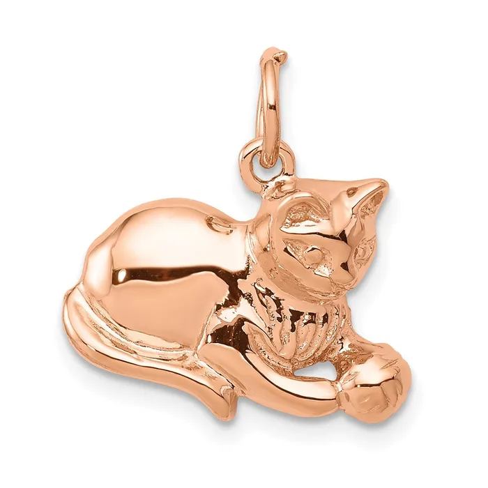 Charm Necklaces 14k Rose Gold Solid Polished OpenBacked Cat Charm TreasureFineJewelers Charm Necklaces 14k Rose Gold Solid Polished OpenBacked Cat Charm TreasureFineJewelers