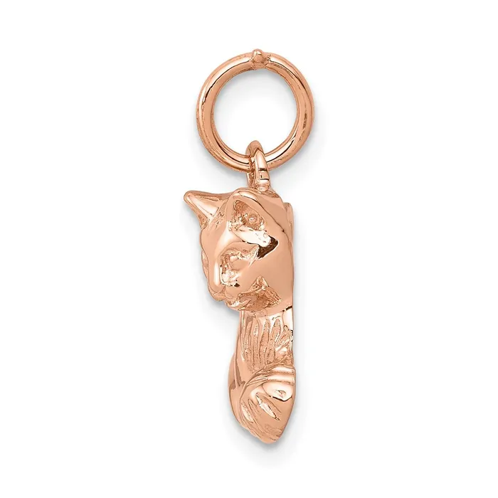 Charm Necklaces 14k Rose Gold Solid Polished OpenBacked Cat Charm TreasureFineJewelers