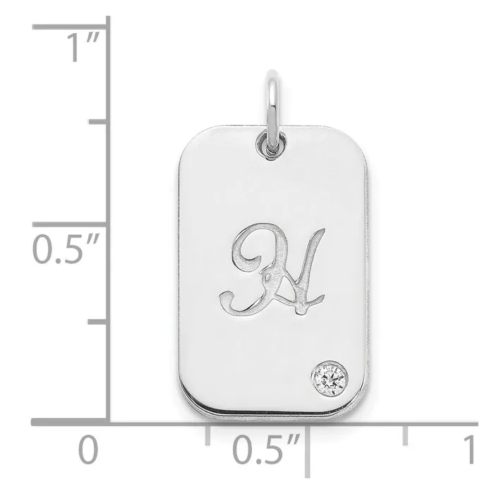 Charm Necklaces 14k White Gold Dog Tag with Diamond Charm TreasureFineJewelers