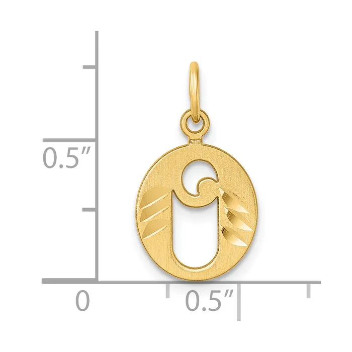 Charm Necklaces 14k Yellow Gold Diamondcut Letter O Initial Charm TreasureFineJewelers