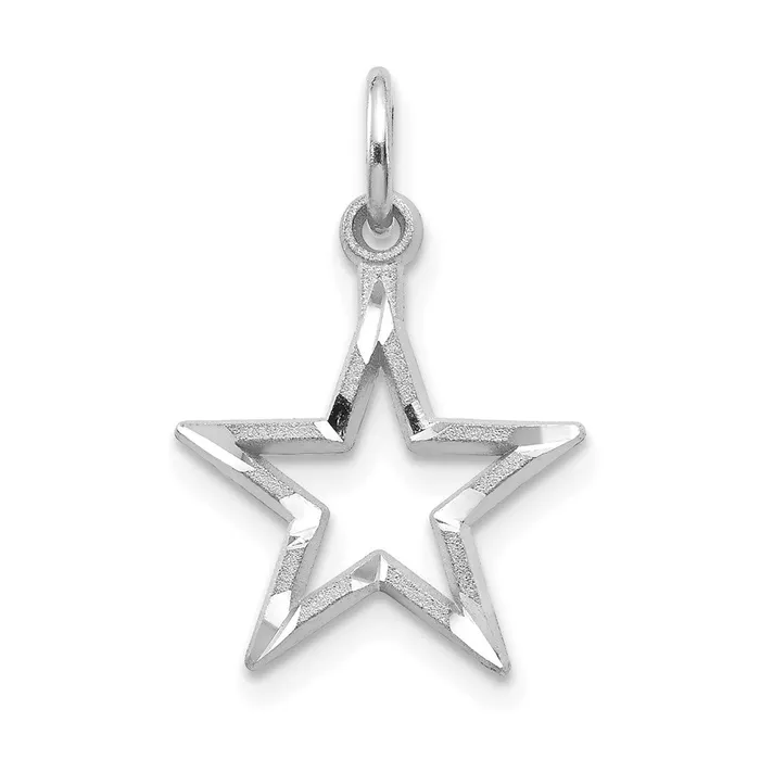 Charm Necklaces TreasureFineJewelers 10k White Gold Diamondcut Star Charm Charm Necklaces TreasureFineJewelers 10k White Gold Diamondcut Star Charm