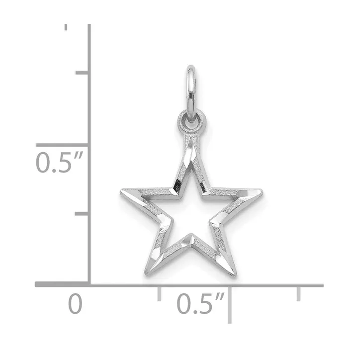 Charm Necklaces TreasureFineJewelers 10k White Gold Diamondcut Star Charm