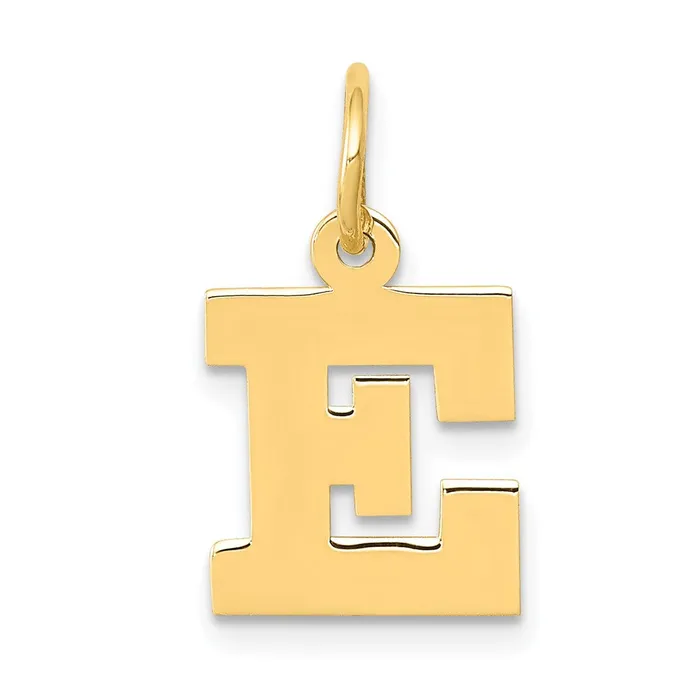Charm Necklaces TreasureFineJewelers 10k Yellow Gold Small Block Initial E Charm Charm Necklaces TreasureFineJewelers 10k Yellow Gold Small Block Initial E Charm