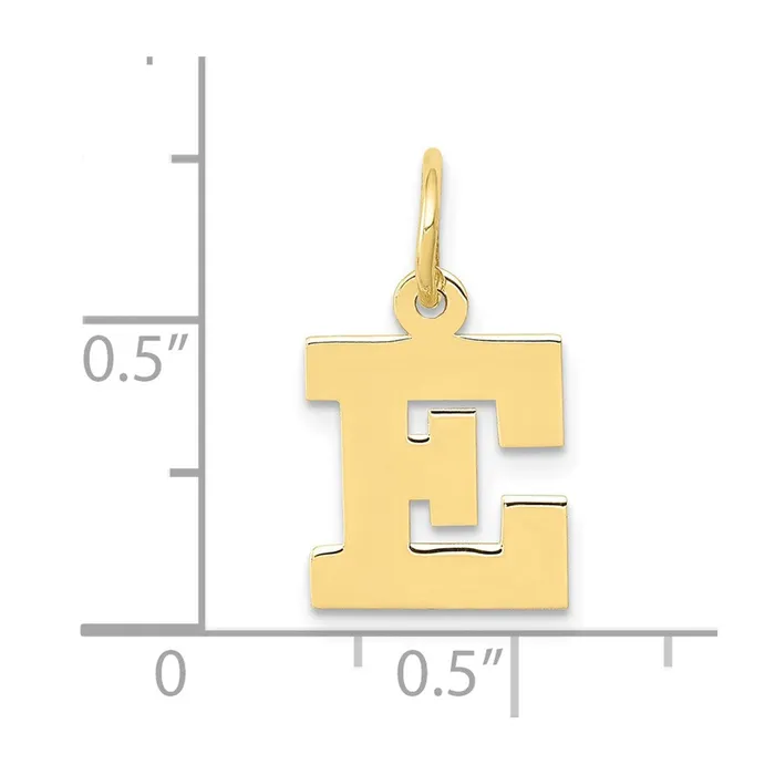 Charm Necklaces TreasureFineJewelers 10k Yellow Gold Small Block Initial E Charm