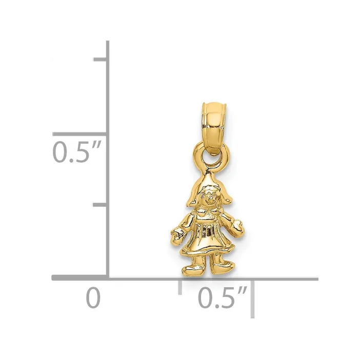 Charm Necklaces TreasureFineJewelers 14K 3D MINI DOLL Charm