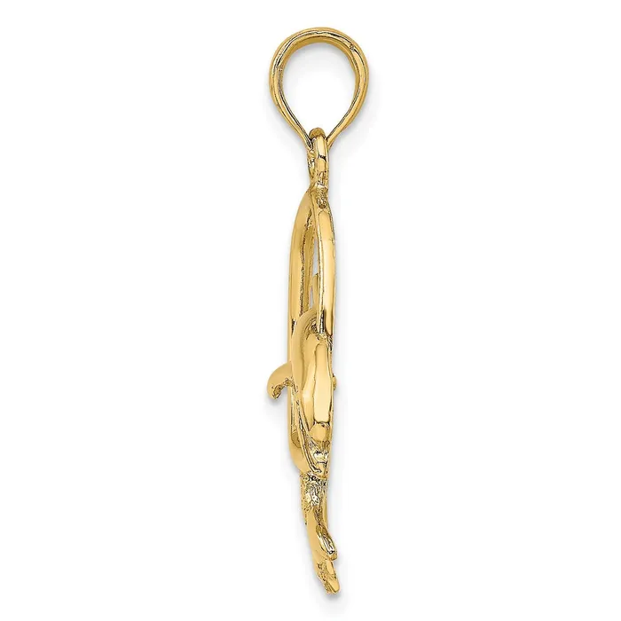 Charm Necklaces TreasureFineJewelers 14K Polished Dolphin Jumping Through Hoop Charm