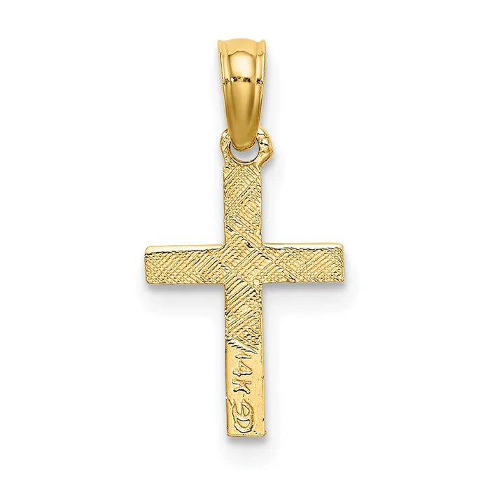 Charm Necklaces TreasureFineJewelers 14K Polished Mini Cross w Heart Charm