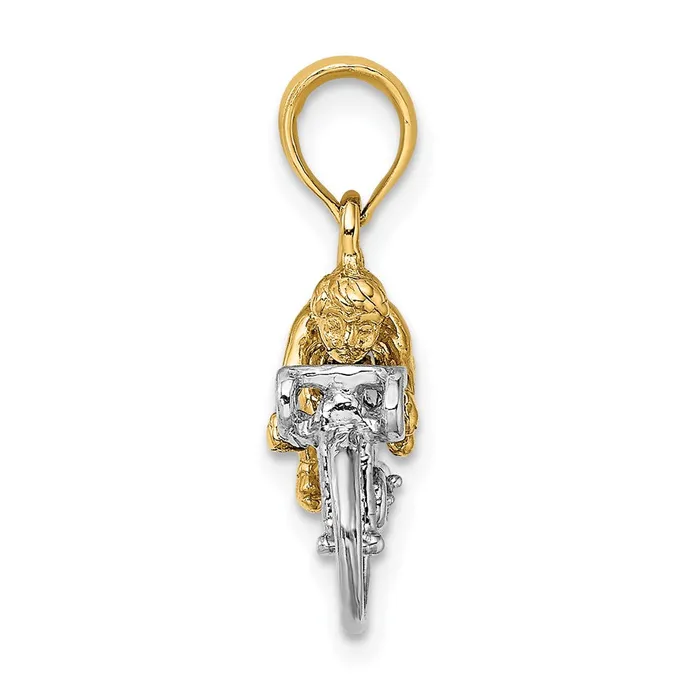Charm Necklaces TreasureFineJewelers 14K TwoTone 3D Bicycle With Rider Charm