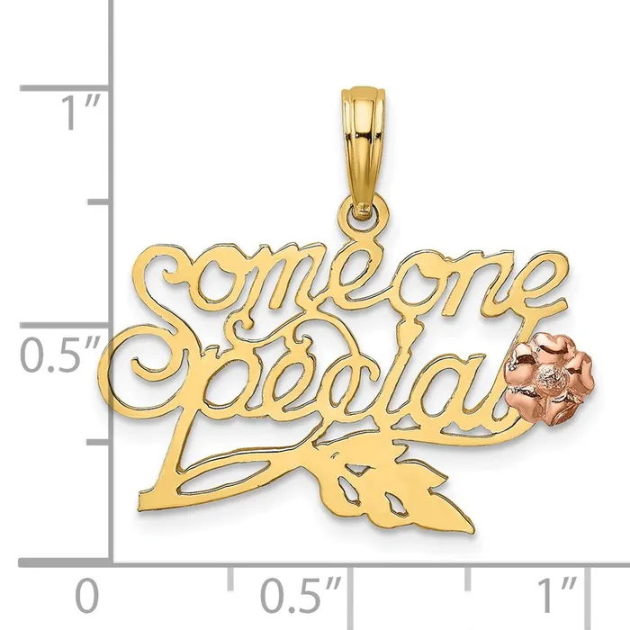 Charm Necklaces TreasureFineJewelers 14k TwoTone SOMEONE SPECIAL w Flower Charm